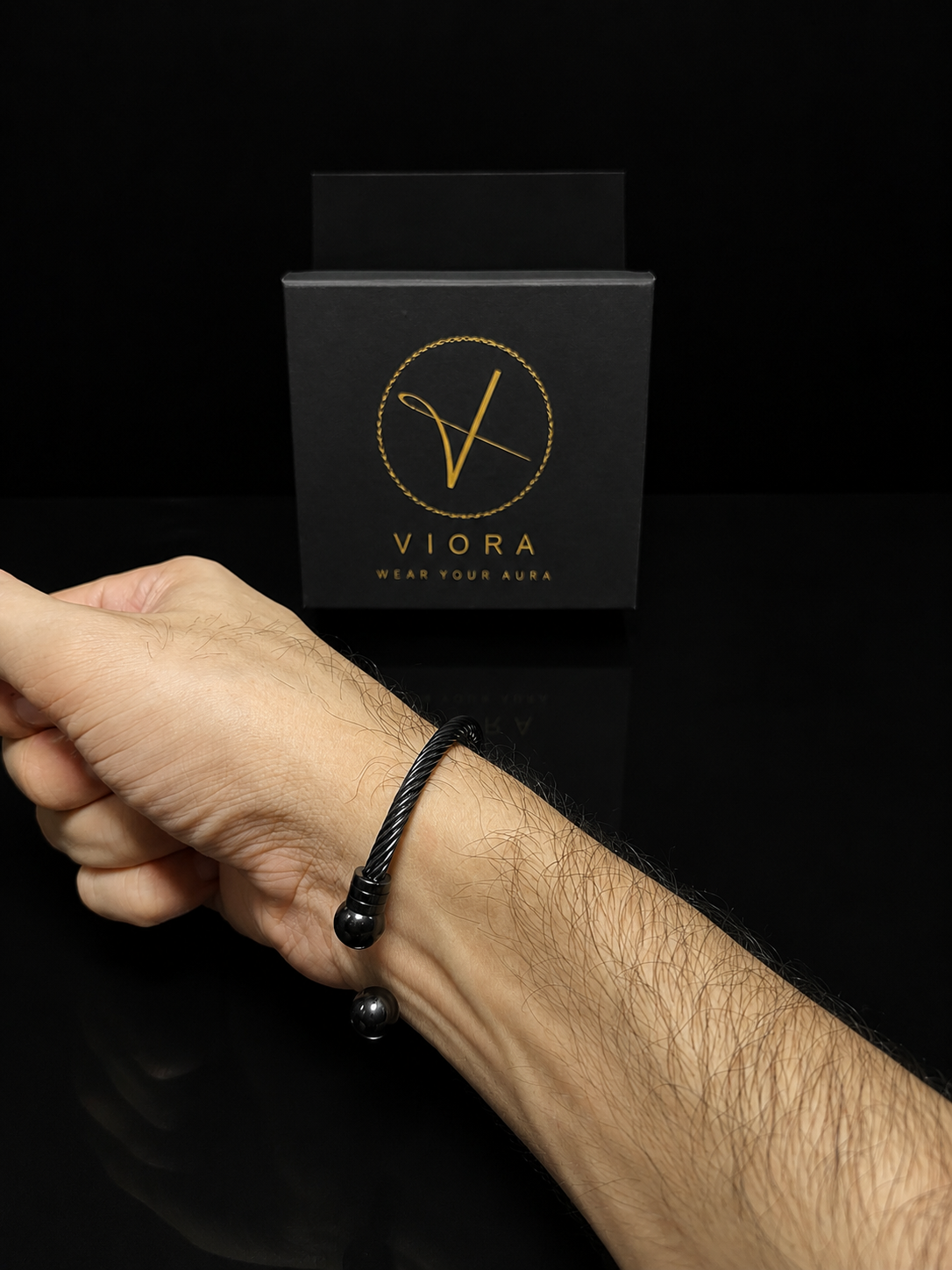 VIORA Silver Stainless Steel Flat Herringbone Bracelet for Men | Sleek & Minimalist