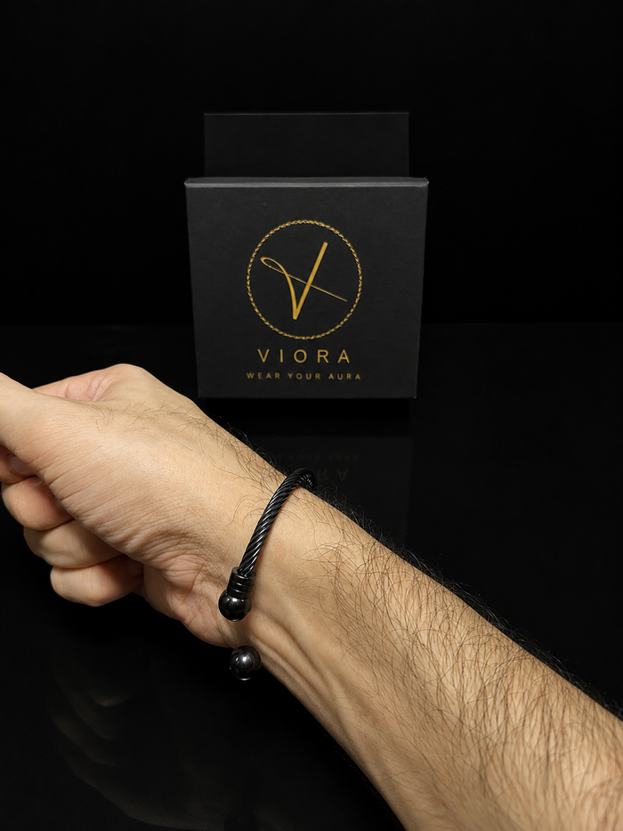 VIORA Silver Stainless Steel Flat Herringbone Bracelet for Men | Sleek & Minimalist