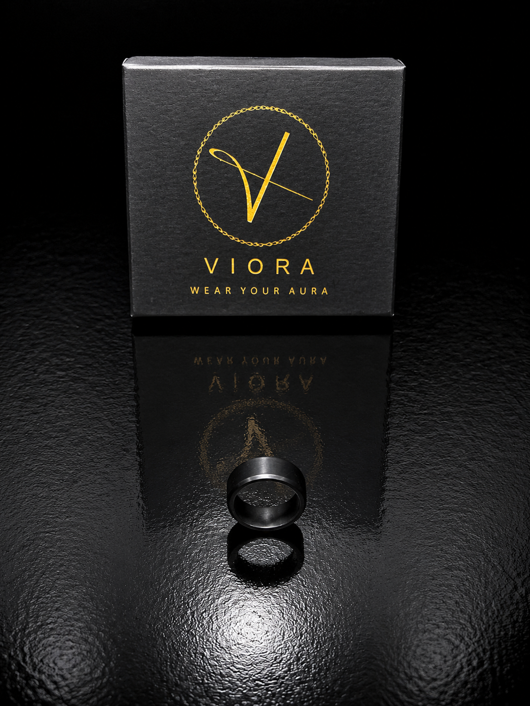 VIORA Black Stainless Steel Minimalist Band Ring for Men | Sleek & Stealthy