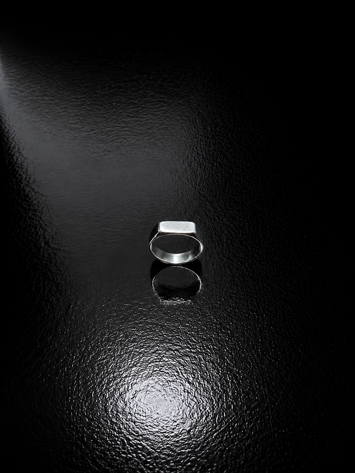 VIORA Silver Stainless Steel Rectangular Signet Ring for Men | Minimalist & Geometric