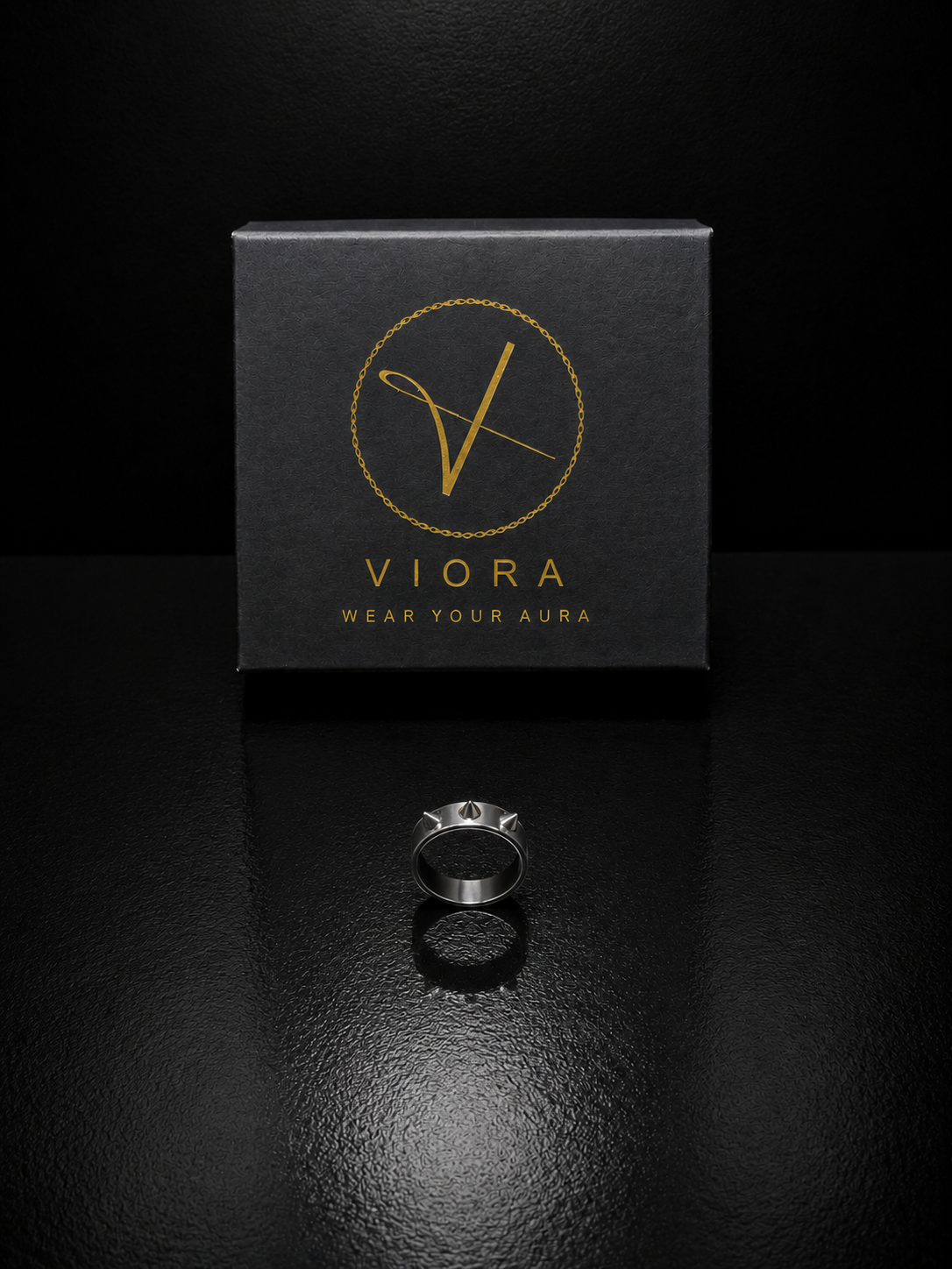 VIORA Silver Stainless Steel Spiked Ring for Men | Edgy & Rebellious
