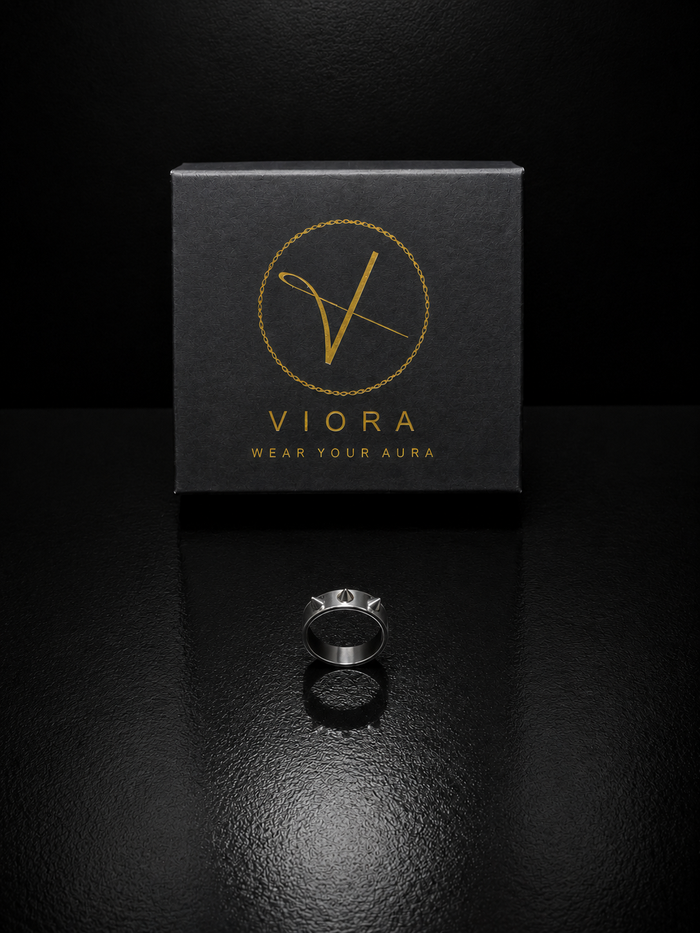 VIORA Silver Stainless Steel Spiked Ring for Men | Edgy & Rebellious