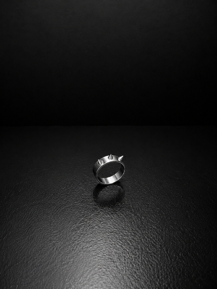 VIORA Silver Stainless Steel Spiked Ring for Men | Edgy & Rebellious