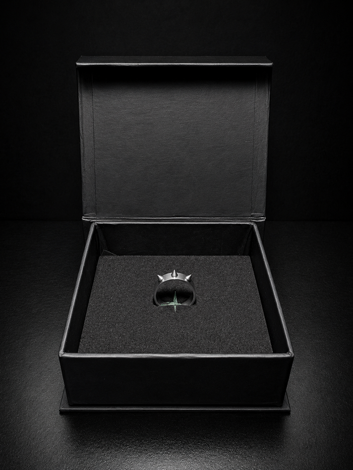 VIORA Silver Stainless Steel Spiked Ring for Men | Edgy & Rebellious